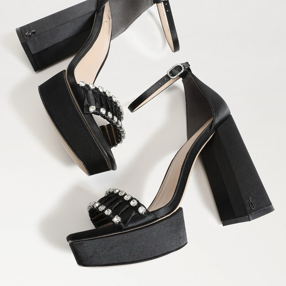 Sam Edelman Black Satin Ninette Platform Heel - Picture 3 of 3